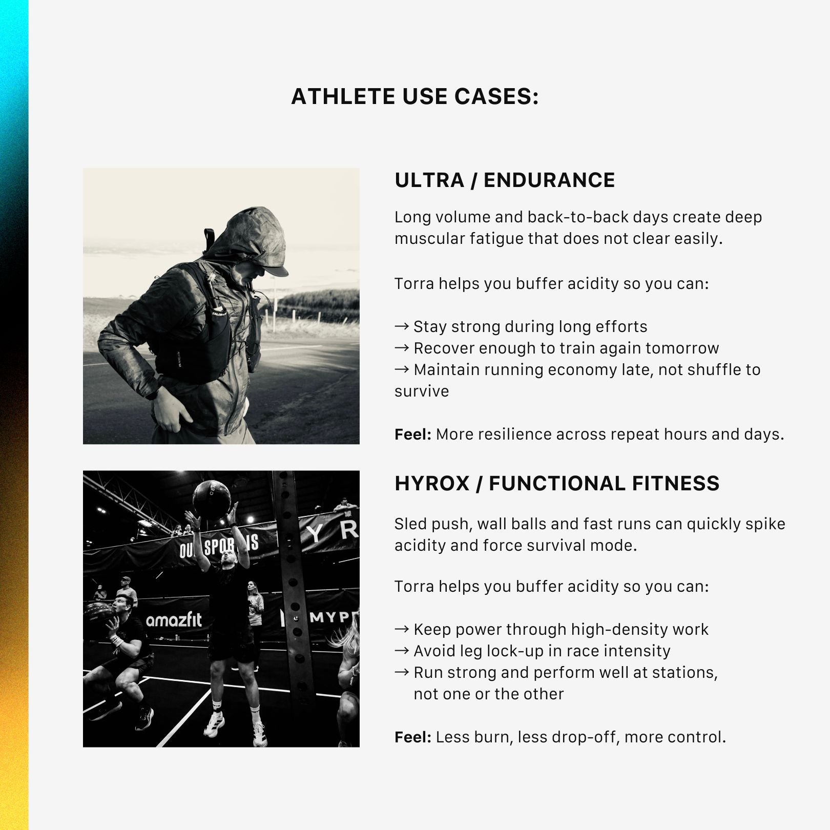 Ultra endurance and functional fitness benefits of Torra buffering formula for longer sustained power